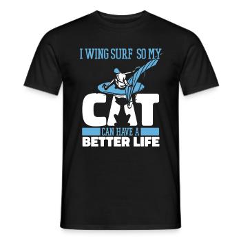 Wing Surf Wing Foil Cat - T-shirt homme - noir - Devant - AI Model Male 178 light (178cm)