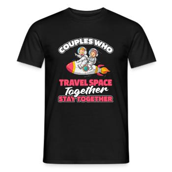 Astronaute Astronaute Cosmonaute Couple - T-shirt homme - noir - Devant - AI Model Male 178 light (178cm)