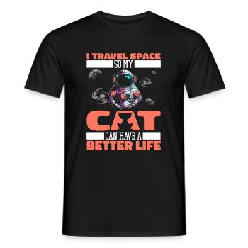 Astronaute, astronaute, cosmonaute, chat - T-shirt homme - noir - Devant - AI Model Male 178 light (178cm)
