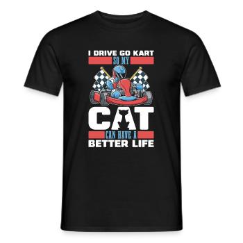 Go Kart Karting Karting Cat - T-shirt homme - noir - Devant - AI Model Male 178 light (178cm)
