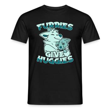 Furry Fandom Fursuits Hug - Men's T-Shirt - black - Front - AI Model Male 178 light (178cm)