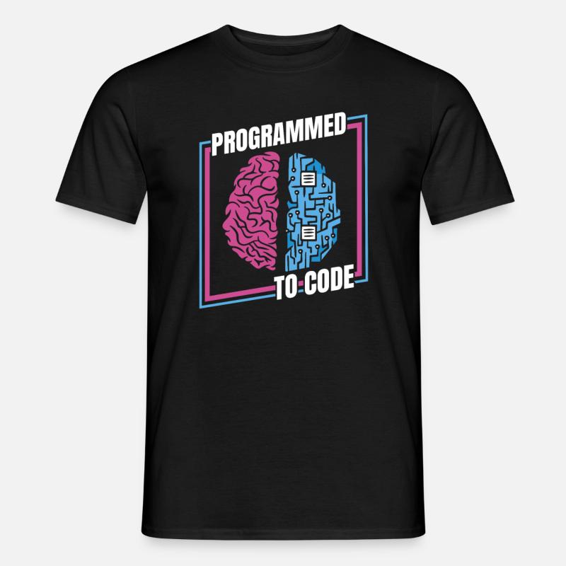 Entwickler Coder Programmierer Gehirn - Männer T-Shirt - Schwarz