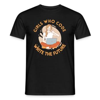 Developer Coder Programmer Girl - Men's T-Shirt - black - Front - AI Model Male 178 light (178cm)