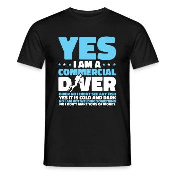 Diving Diver Commercial Diving - Men's T-Shirt - black - Front - AI Model Male 178 light (178cm)
