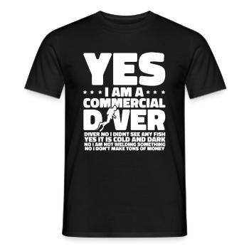 Diving Diver Funny Commercial Diving - Men's T-Shirt - black - Front - AI Model Male 178 light (178cm)