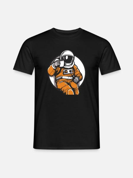 Kaffee Cafe Astronaut - Männer T-Shirt - Schwarz