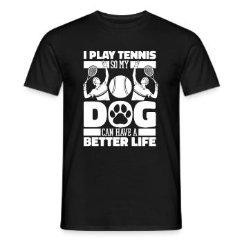 Tennis Dog - Men's T-Shirt - black - Front - AI Model Male 178 light (178cm)