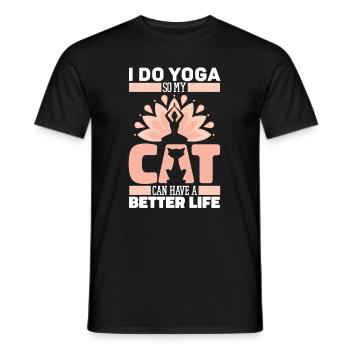 Chat de yoga - T-shirt homme - noir - Devant - AI Model Male 178 light (178cm)