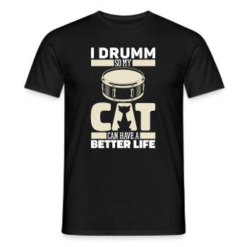 Batterie Batteur Batteur Cat - T-shirt homme - noir - Devant - AI Model Male 178 light (178cm)