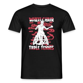 Table tennis, ping-pong, wheelchair - Men's T-Shirt - black - Front - AI Model Male 178 light (178cm)