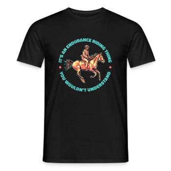 Horse Equestrian Cool Endurance Riding - Men's T-Shirt - black - Front - AI Model Male 178 light (178cm)