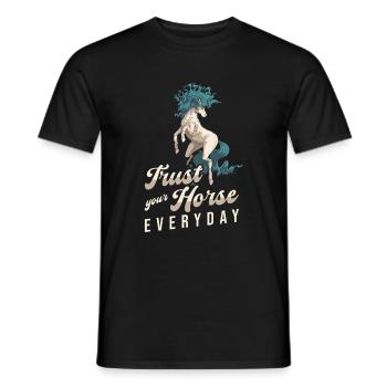 Pferd Reitsport Cool Ausdauerreiten - Männer T-Shirt - Schwarz - Vorne - AI Model Male 178 light (178cm)