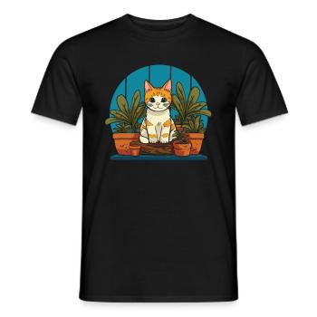 Hobbygärtner Garten Pflanzen Gartenkatze - Männer T-Shirt - Schwarz - Vorne - AI Model Male 178 light (178cm)