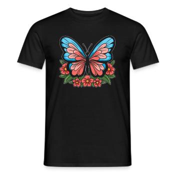Schmetterling Blumen - Männer T-Shirt - Schwarz - Vorne - AI Model Male 178 light (178cm)