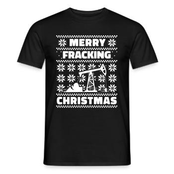 Oilfield Oil Rig Christmas Fracking - Men's T-Shirt - black - Front - AI Model Male 178 light (178cm)