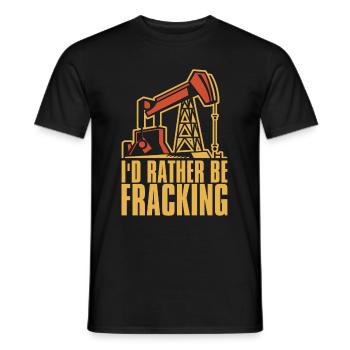 Oilfield Oil Rig Humor Fracking - Men's T-Shirt - black - Front - AI Model Male 178 light (178cm)