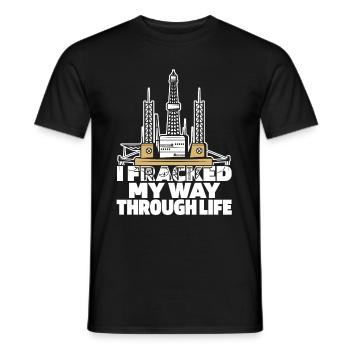 Oilfield Oil Rig Humor Fracking - Men's T-Shirt - black - Front - AI Model Male 178 light (178cm)