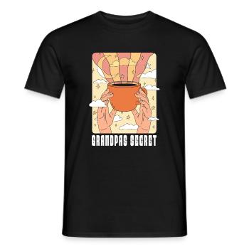 Coffee Cafe Grandfather Coffee Wine Grandpas Secret - Men's T-Shirt - black - Front - AI Model Male 178 light (178cm)