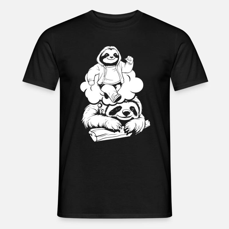 Faultier Witzig - Männer T-Shirt - Schwarz