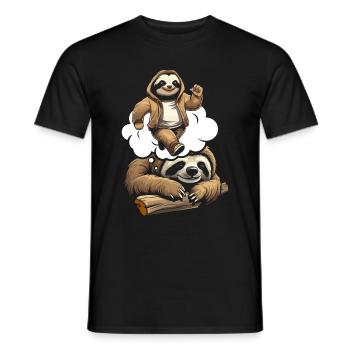 Faultier Witzig - Männer T-Shirt - Schwarz - Vorne - AI Model Male 178 light (178cm)