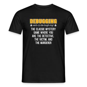 Developer Coder Programmer Funny Debugging - Men's T-Shirt - black - Front - AI Model Male 178 light (178cm)