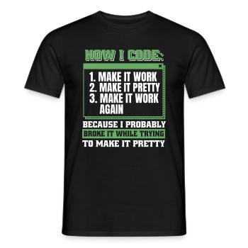 Développeur, Codeur, Programmeur - T-shirt homme - noir - Devant - AI Model Male 178 light (178cm)