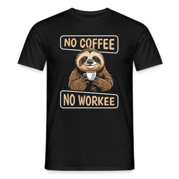 Coffee Cafe Sloth No Coffee No Workee - Men's T-Shirt - black - Front - AI Model Male 178 light (178cm)