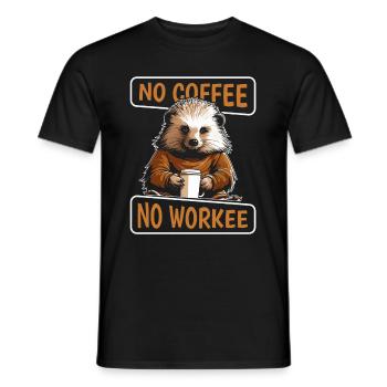 Coffee Cafe Porcupine No Coffee No Workee - Men's T-Shirt - black - Front - AI Model Male 178 light (178cm)