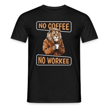 Kaffee Cafe Löwe No Coffee No Workee - Men's T-Shirt - black - Front - AI Model Male 178 light (178cm)