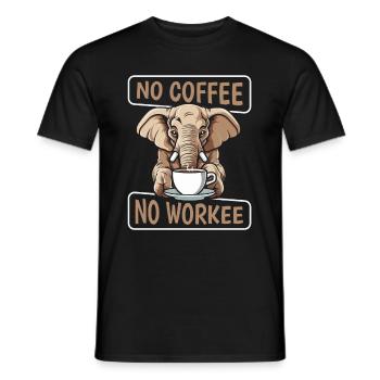 Kaffee Cafe Elefant No Coffee No Workee - Men's T-Shirt - black - Front - AI Model Male 178 light (178cm)
