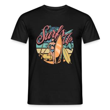 Surfer Surfen Cool Retro Surfer Vintage Surf - Männer T-Shirt - Schwarz - Vorne - AI Model Male 178 light (178cm)