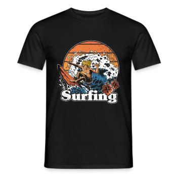 Surfer Surfen Cool Retro Surfer Vintage Surf - Men's T-Shirt - black - Front - AI Model Male 178 light (178cm)