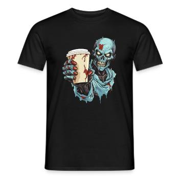 Coffee Cafe Halloween Zombie - Men's T-Shirt - black - Front - AI Model Male 178 light (178cm)