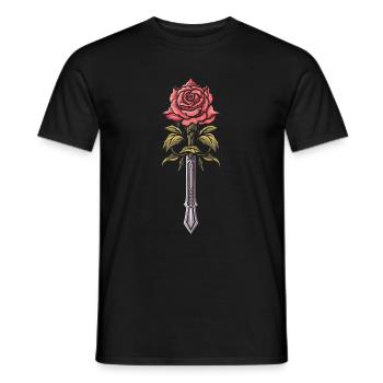 Rote Rose Goth Schwert - Männer T-Shirt - Schwarz - Vorne - AI Model Male 178 light (178cm)