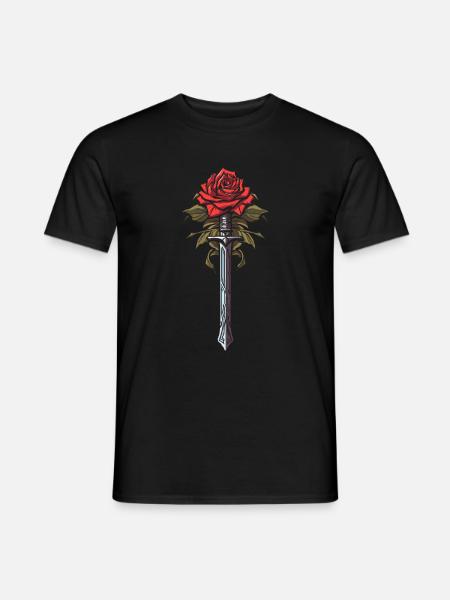 Red Rose Goth Sword - Men's T-Shirt - black