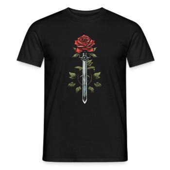 Rote Rose Goth Schwert - Männer T-Shirt - Schwarz - Vorne - AI Model Male 178 light (178cm)