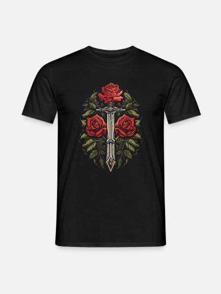 Épée Goth Rose rouge - T-shirt homme - noir