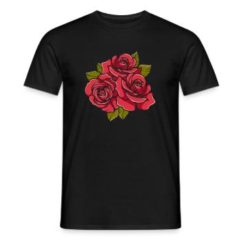 Red Rose Goth Rose Flower Line Art - Men's T-Shirt - black - Front - AI Model Male 178 light (178cm)