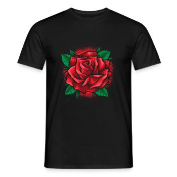 Red Rose Goth Cool Line Art Rose - Men's T-Shirt - black - Front - AI Model Male 178 light (178cm)