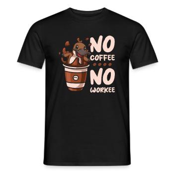 Coffee Cafe Platypus No Coffee No Workee - Men's T-Shirt - black - Front - AI Model Male 178 light (178cm)