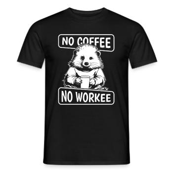 Coffee Cafe Porcupine No Coffee No Workee - Men's T-Shirt - black - Front - AI Model Male 178 light (178cm)
