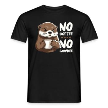 Kaffee Cafe Otter No Coffee No Workee - Men's T-Shirt - black - Front - AI Model Male 178 light (178cm)