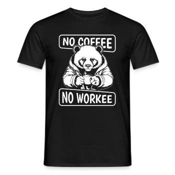 Coffee Cafe Panda Bear No Coffee No Workee - Men's T-Shirt - black - Front - AI Model Male 178 light (178cm)