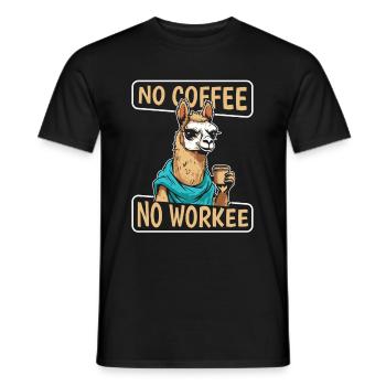 Kaffee Cafe Lama No Coffee No Workee - Men's T-Shirt - black - Front - AI Model Male 178 light (178cm)