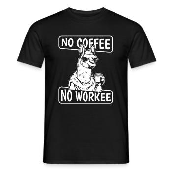Kaffee Cafe Lama No Coffee No Workee - Men's T-Shirt - black - Front - AI Model Male 178 light (178cm)
