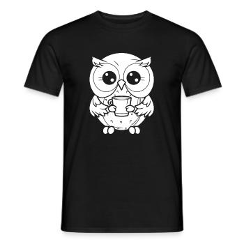 Kaffee Cafe Eule - Männer T-Shirt - Schwarz - Vorne - AI Model Male 178 light (178cm)