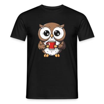 Coffee Cafe Owl - Men's T-Shirt - black - Front - AI Model Male 178 light (178cm)