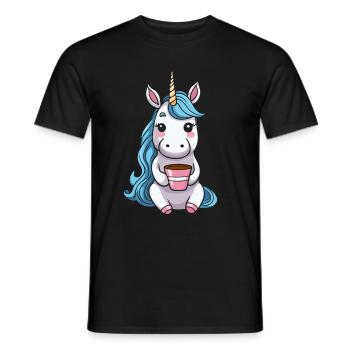Einhorn Unicorn Kaffee - Männer T-Shirt - Schwarz - Vorne - AI Model Male 178 light (178cm)