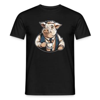 Pig Pig Farmer Coffee - Men's T-Shirt - black - Front - AI Model Male 178 light (178cm)