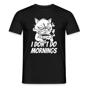 Coffee Cafe Cat I Don't Do Mornings - Men's T-Shirt - black - Front - AI Model Male 178 light (178cm)